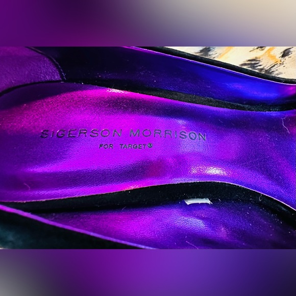 Sigerson Morrison for Target black suede, purple rhinestone heels - Picture 7 of 10